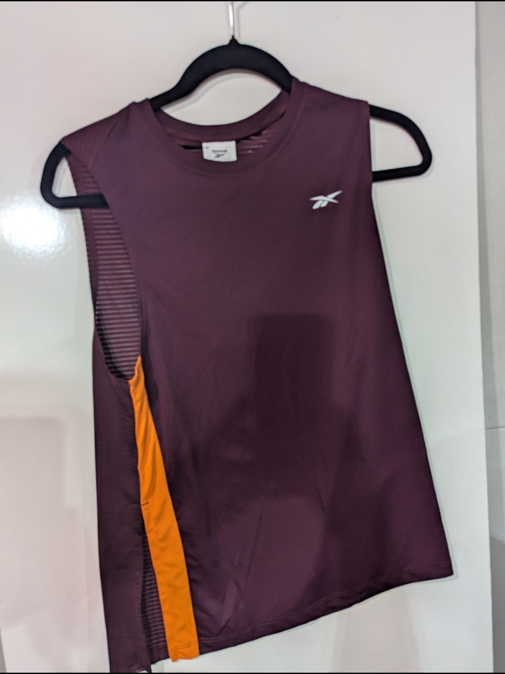 Reebok Maroon Sleeveless Athletic Tank with Orange Accent